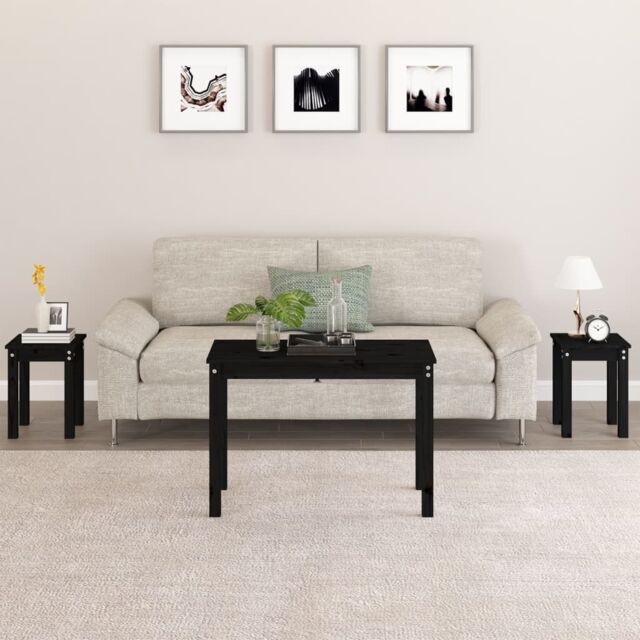 Berkfield Home Nesting Tables 3 pcs Black Solid Wood Pine - image 1