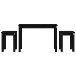 Berkfield Home Nesting Tables 3 pcs Black Solid Wood Pine - thumbnail 2