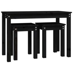 Berkfield Home Nesting Tables 3 pcs Black Solid Wood Pine - thumbnail 6