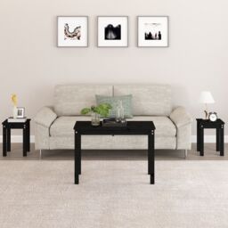Berkfield Home Nesting Tables 3 pcs Black Solid Wood Pine