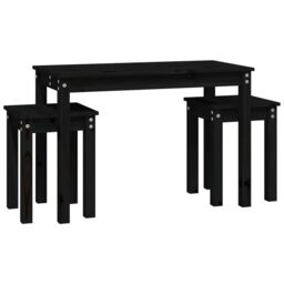 Berkfield Home Nesting Tables 3 pcs Black Solid Wood Pine - thumbnail 5