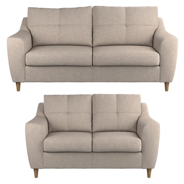 Furnishings For Less UK Baxter Tufted Fabric Sofa Suite 3 Seater & 2 Seater Sofa - Charcoal, Silver, Oatmeal or Sage in Beige - image 1