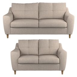 Furnishings For Less UK Baxter Tufted Fabric Sofa Suite 3 Seater & 2 Seater Sofa - Charcoal, Silver, Oatmeal or Sage in Beige - thumbnail 1