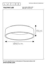 Lucide 'TALOWE' Dimmable Stylish Indoor Decorative LED Flush Ceiling Light in Black - thumbnail 5