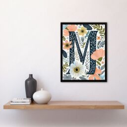 Artery8 Women's Wall Art Print Letter M in Abstract Watercolour Flowers Cute Floral Word Art Framed - Size: A4 - thumbnail 4