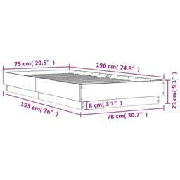 Berkfield Home Bed Frame without Mattress Concrete Grey 75x190 cm Small Single - thumbnail 9