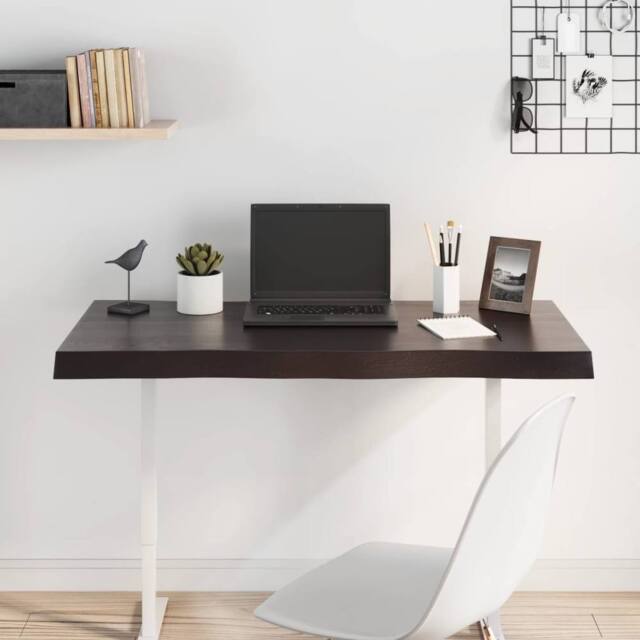 Berkfield Home Table Top Dark Grey 100x60x(2-6) cm Treated Solid Wood Live Edge in Brown - image 1