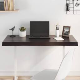 Berkfield Home Table Top Dark Grey 100x60x(2-6) cm Treated Solid Wood Live Edge in Brown - thumbnail 2