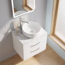 Balterley Millwich 2 Drawer Wall Hung Vanity Unit, Gloss White, 600mm in White - thumbnail 3
