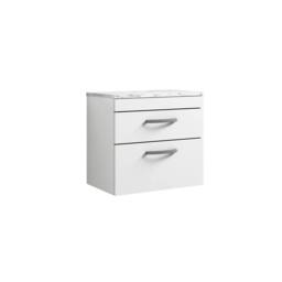 Balterley Millwich 2 Drawer Wall Hung Vanity Unit, Gloss White, 600mm in White