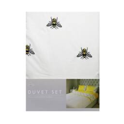 Voltico Embroidery Bee Duvet Cover & Bedspread Collection - Single to King in Bright Yellow - thumbnail 7
