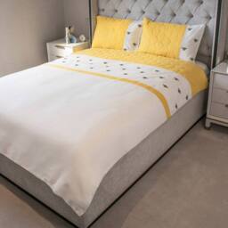 Voltico Embroidery Bee Duvet Cover & Bedspread Collection - Single to King in Bright Yellow - thumbnail 1