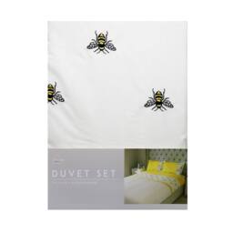 Voltico Embroidery Bee Duvet Cover & Bedspread Collection - Single to King in Bright Yellow - thumbnail 8