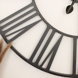 Charles Bentley Round Skeleton Clock with Roman Numerals Matte Black 80cm - thumbnail 2