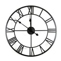 Charles Bentley Round Skeleton Clock with Roman Numerals Matte Black 80cm - thumbnail 6