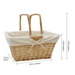 JVL Hand Woven Acacia Rectangular Willow Shopping Basket with Handles in Gold - Size: Small - thumbnail 5
