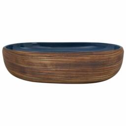 Berkfield Home Durable Countertop Basin Brown & Blue Oval 59x40x14 cm Ceramic - Size: 59 x 40 x 14 cm
