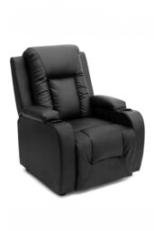 More4Homes Oscar Pushback Recliner Bonded Leather w Cupholders Chair in Black - thumbnail 2