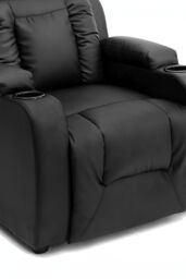 More4Homes Oscar Pushback Recliner Bonded Leather w Cupholders Chair in Black - thumbnail 6