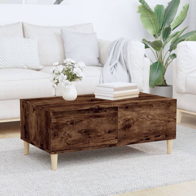 Berkfield Home Coffee Table Smoked Oak 90x50x36.5 cm Engineered Wood in Brown - image 1