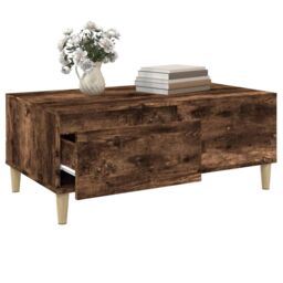 Berkfield Home Coffee Table Smoked Oak 90x50x36.5 cm Engineered Wood in Brown - thumbnail 5
