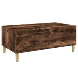 Berkfield Home Coffee Table Smoked Oak 90x50x36.5 cm Engineered Wood in Brown - thumbnail 2