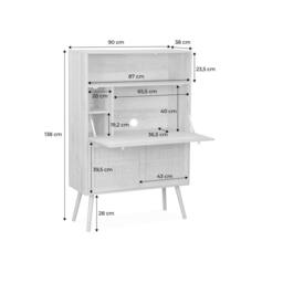 sweeek Secretary desk with wood decor, cane & 2 doors in Beige - thumbnail 5