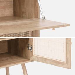sweeek Secretary desk with wood decor, cane & 2 doors in Beige - thumbnail 9