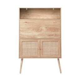sweeek Secretary desk with wood decor, cane & 2 doors in Beige - thumbnail 7
