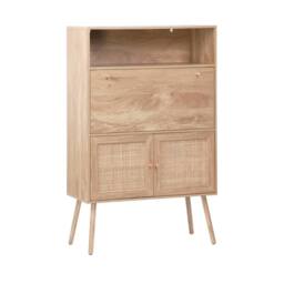 sweeek Secretary desk with wood decor, cane & 2 doors in Beige - thumbnail 6