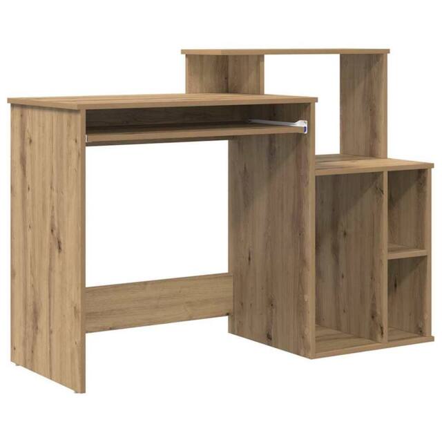 Berkfield Home Desk with Storage Artisan Oak 120.5x44x88.5 cm Engineered Wood in Brown - image 1