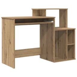 Berkfield Home Desk with Storage Artisan Oak 120.5x44x88.5 cm Engineered Wood in Brown - thumbnail 1