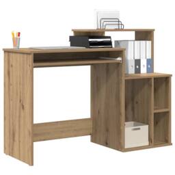 Berkfield Home Desk with Storage Artisan Oak 120.5x44x88.5 cm Engineered Wood in Brown - thumbnail 3