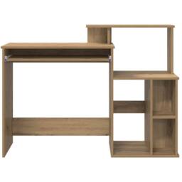 Berkfield Home Desk with Storage Artisan Oak 120.5x44x88.5 cm Engineered Wood in Brown - thumbnail 6