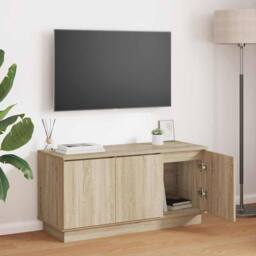 Berkfield Home TV Cabinet Sonoma Oak 100x38x49 cm Engineered Wood in Tan - Size: 100 x 38 x 49 cm - thumbnail 2