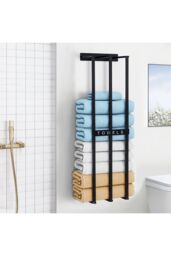 Living and Home 71cm Premium Iron Space-Saving Bathroom Wall Mounted Towel Rack in Black - thumbnail 2