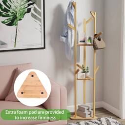 KORVIXA Clothes Rack Hall Tree Garment Stand in Natural - thumbnail 5