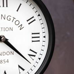 Primrose Double Sided Paddington Station Clock Black Bracket 31cm Diameter - thumbnail 3