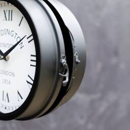 Primrose Double Sided Paddington Station Clock Black Bracket 31cm Diameter - thumbnail 5