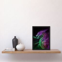 Artery8 Ethereal Dragon Purple Green Fantasy Art Framed Art Print - Size: A4 - thumbnail 4