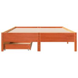 Berkfield Home Bed Frame without Mattress Wax Brown 150x200 cm King Size Solid Wood Pine - thumbnail 4