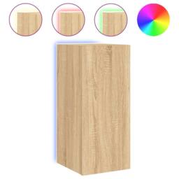 Berkfield Home TV Wall Cabinet with LED Lights Sonoma Oak 30.5x35x70 cm in Brown - thumbnail 1