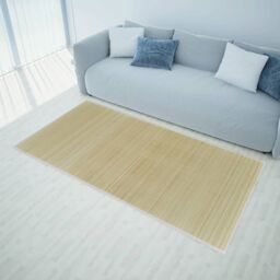 Berkfield Home Rectangular Natural Bamboo Rug 80 x 200 cm in Beige - Size: 100 cm diameter - thumbnail 1