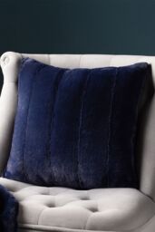 Paoletti Empress Alaskan Faux Fur Cushion in Navy - Size: 45 cm x 45 cm - thumbnail 4