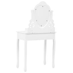 Wyld and Coco Glam White Dressing Table 4 Drawers Heart Mirror and Crystal Handles - thumbnail 6