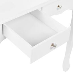 Wyld and Coco Glam White Dressing Table 4 Drawers Heart Mirror and Crystal Handles - thumbnail 7