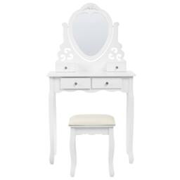 Wyld and Coco Glam White Dressing Table 4 Drawers Heart Mirror and Crystal Handles - thumbnail 4