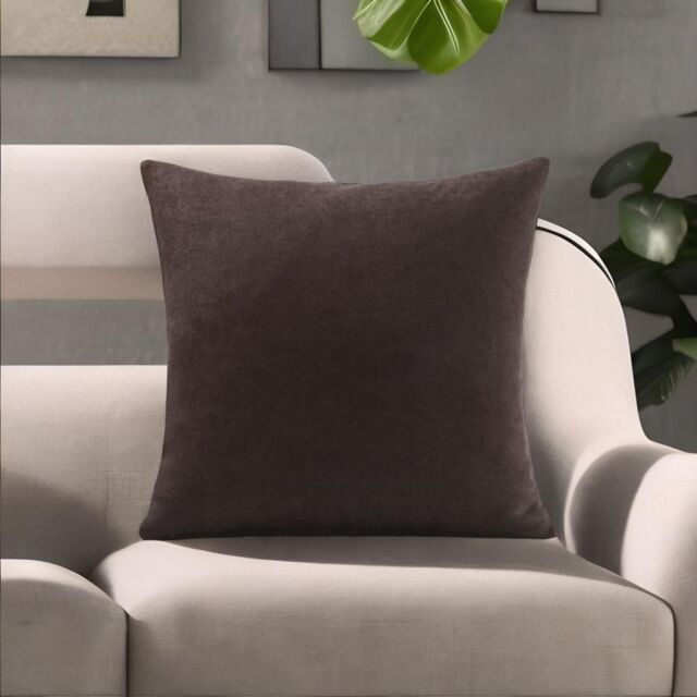 Luxury Living Velvet Chenille Cushion in Chocolate - Size: 45 cm x 45 cm - image 1