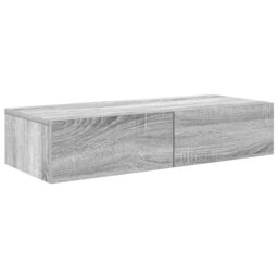 Berkfield Home Wall Shelf with Drawers Grey Sonoma 80x33x17 cm Engineered Wood - Size: 80 x 33 x 17 cm - thumbnail 2