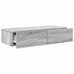 Berkfield Home Wall Shelf with Drawers Grey Sonoma 80x33x17 cm Engineered Wood - Size: 80 x 33 x 17 cm - thumbnail 7